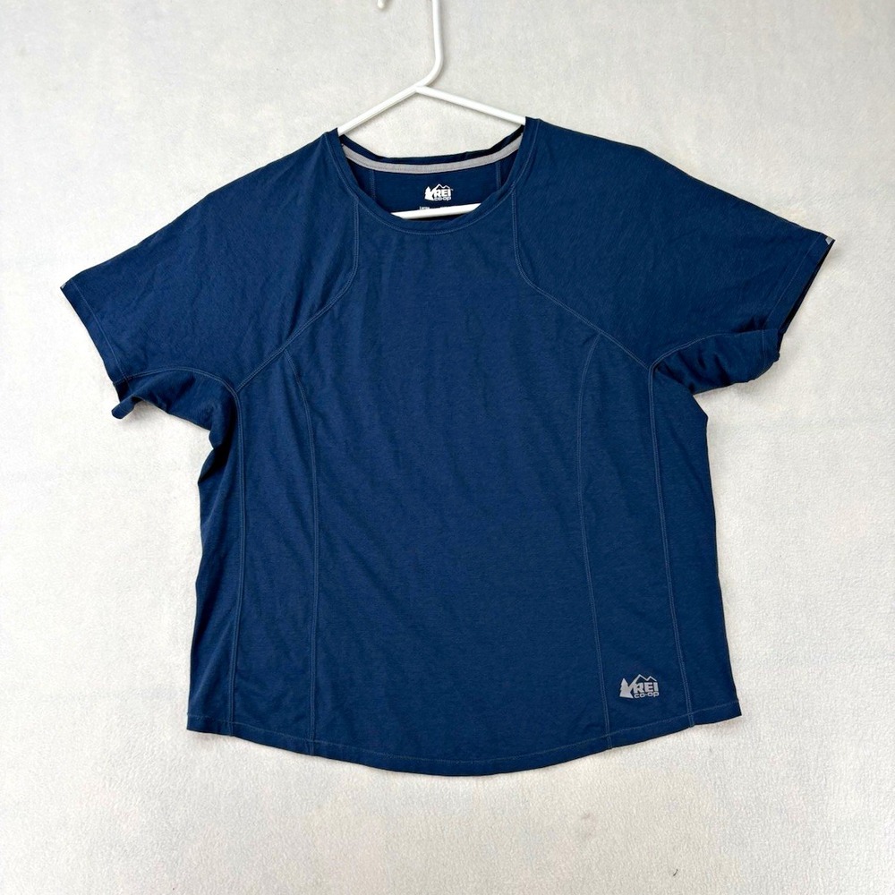 REI Co-op Blue Crew Neck Lightweight Polyester Logo T-Shirt Women's Size L